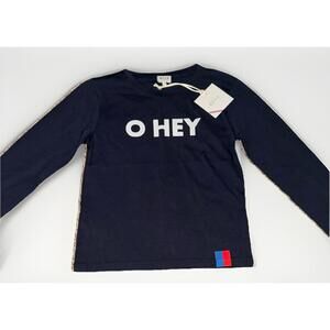 KULE Kids The Riley Long Sleeve Tee Boy Girl Size 8 Navy O Hey T-shirt NEW!